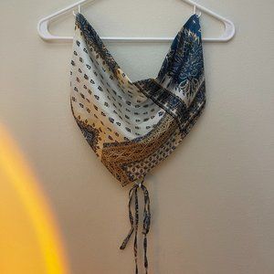 Shein Crisscross Tie Backless Scarf Print Cami Top